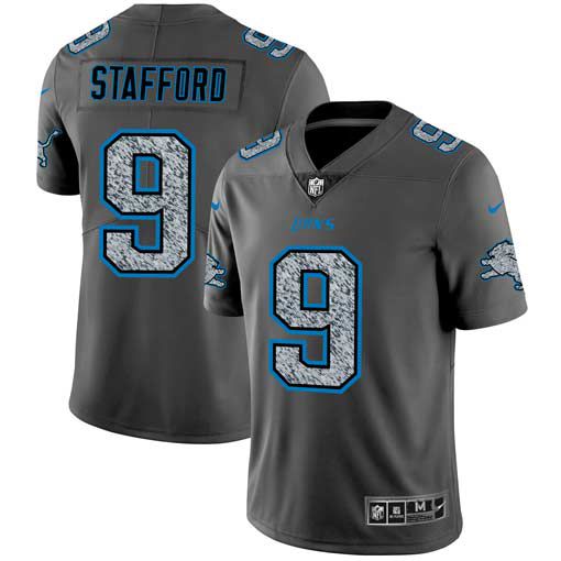 Men Detroit Lions 9 Stafford Nike Teams Gray Fashion Static Limited NFL Jerseys